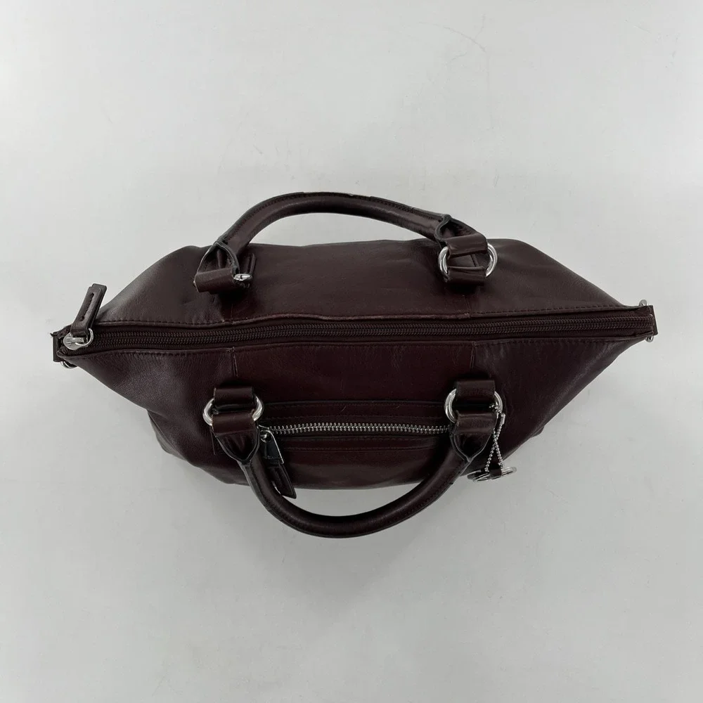 Tignanello‎ Brown Leather Tote Crossbody Medium Satchel & Keyring Detach Strap
